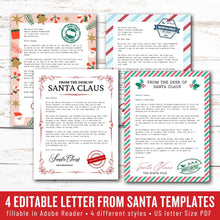 Load image into Gallery viewer, Editable Letter from Santa - 4 Fillable Templates (Instant Download)