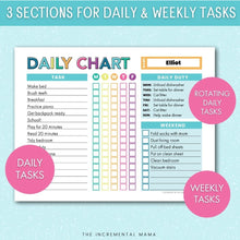 Load image into Gallery viewer, Daily Chore Chart for Kids with Daily, Weekly, and Rotating Tasks - Instant Download