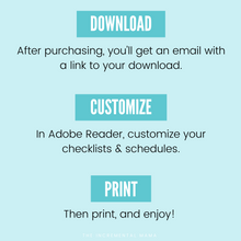 Load image into Gallery viewer, Editable Screen Time Checklists Printables for Kids - Summer & After School - INSTANT DOWNLOAD