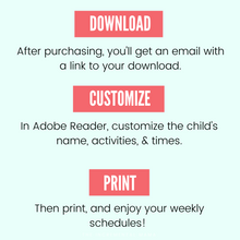 Load image into Gallery viewer, Kid's Daily Schedule Bundle - Fillable Instant Download