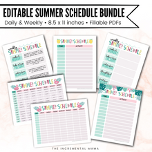 Load image into Gallery viewer, Daily & Weekly Summer Schedule Bundle (Editable PDFs) - Instant Download