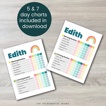 Load image into Gallery viewer, Rainbow Morning/Evening Routine Chart - Fillable Instant Download