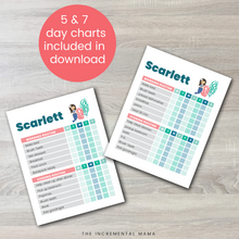 Load image into Gallery viewer, Mermaid Morning/Evening Routine Chart - Fillable Instant Download