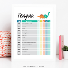 Load image into Gallery viewer, Dinosaurs Kid's Daily Schedule - Fillable Instant Download