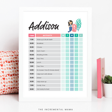Load image into Gallery viewer, Mermaid Kid's Daily Schedule - Fillable Instant Download