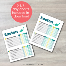 Load image into Gallery viewer, Dino Morning/Evening Routine Chart - Fillable Instant Download