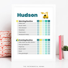 Load image into Gallery viewer, Truck Morning/Evening Routine Chart - Fillable Instant Download