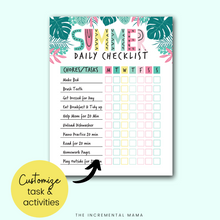 Load image into Gallery viewer, Summer Chore Chart for Kids/Routine Chart (Editable PDF) - Instant Download