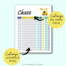 Load image into Gallery viewer, Tractor Kid's Daily Schedule - Fillable Instant Download