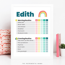 Load image into Gallery viewer, Rainbow Morning/Evening Routine Chart - Fillable Instant Download