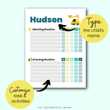 Load image into Gallery viewer, Truck Morning/Evening Routine Chart - Fillable Instant Download