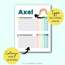 Load image into Gallery viewer, Rainbow Morning/Evening Routine Chart - Fillable Instant Download