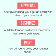 Load image into Gallery viewer, Rainbow Morning/Evening Routine Chart - Fillable Instant Download