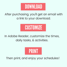 Load image into Gallery viewer, Daily & Weekly Summer Schedule Bundle (Editable PDFs) - Instant Download