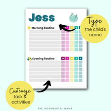 Load image into Gallery viewer, Narwhal Morning/Evening Routine Chart - Fillable Instant Download