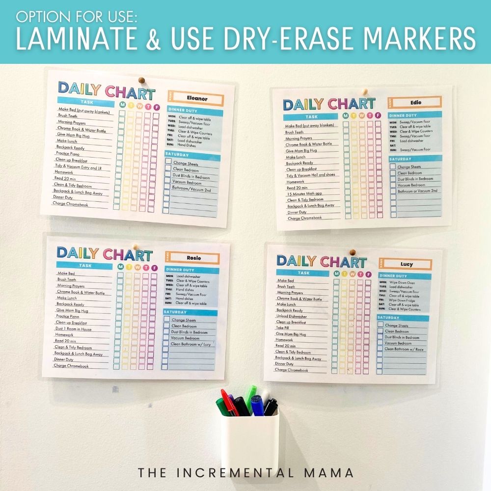 Daily Chore Chart for Kids with Daily, Weekly, and Rotating Tasks - In ...