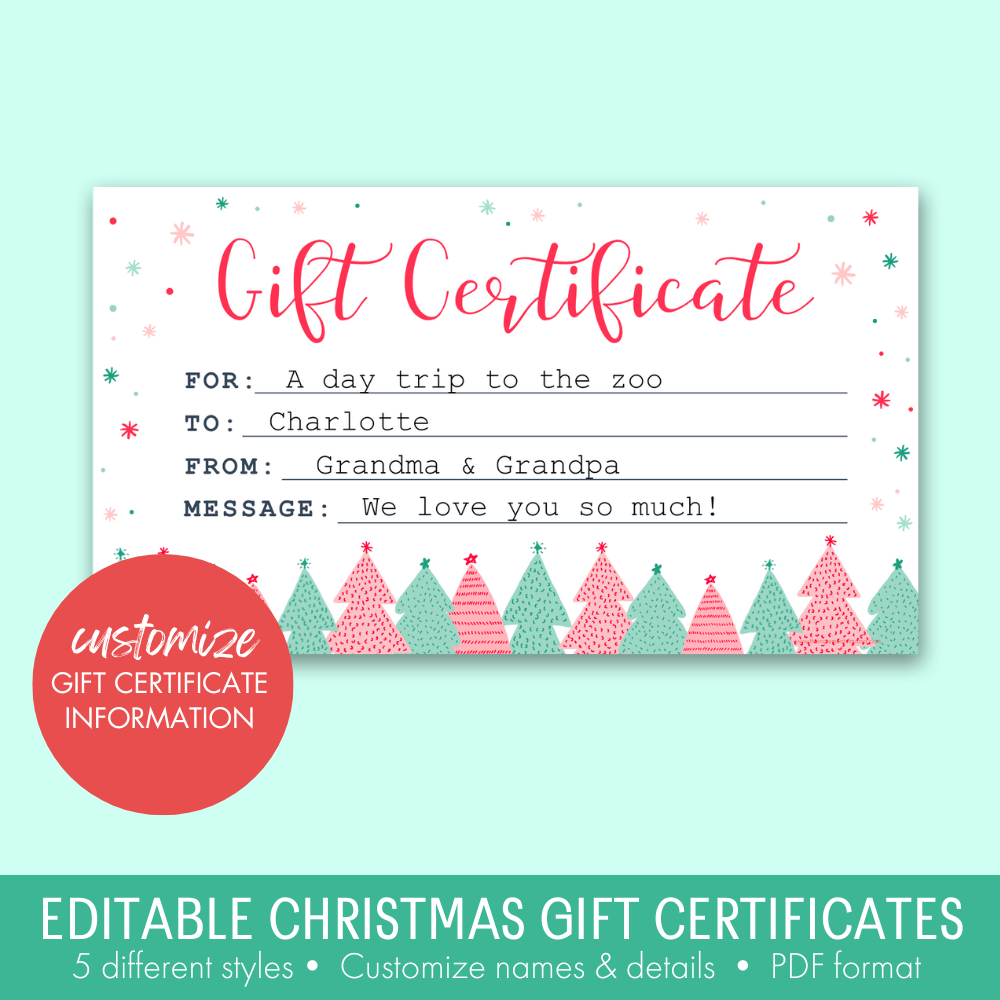 editable-christmas-gift-certificate-printables-instant-download-the-incremental-mama for Free Printable Customizable Gift Certificate Editable Christmas Gift Certificate Printables - INSTANT DOWNLOAD – The Incremental Mama for Free Printable Customizable Gift Certificate