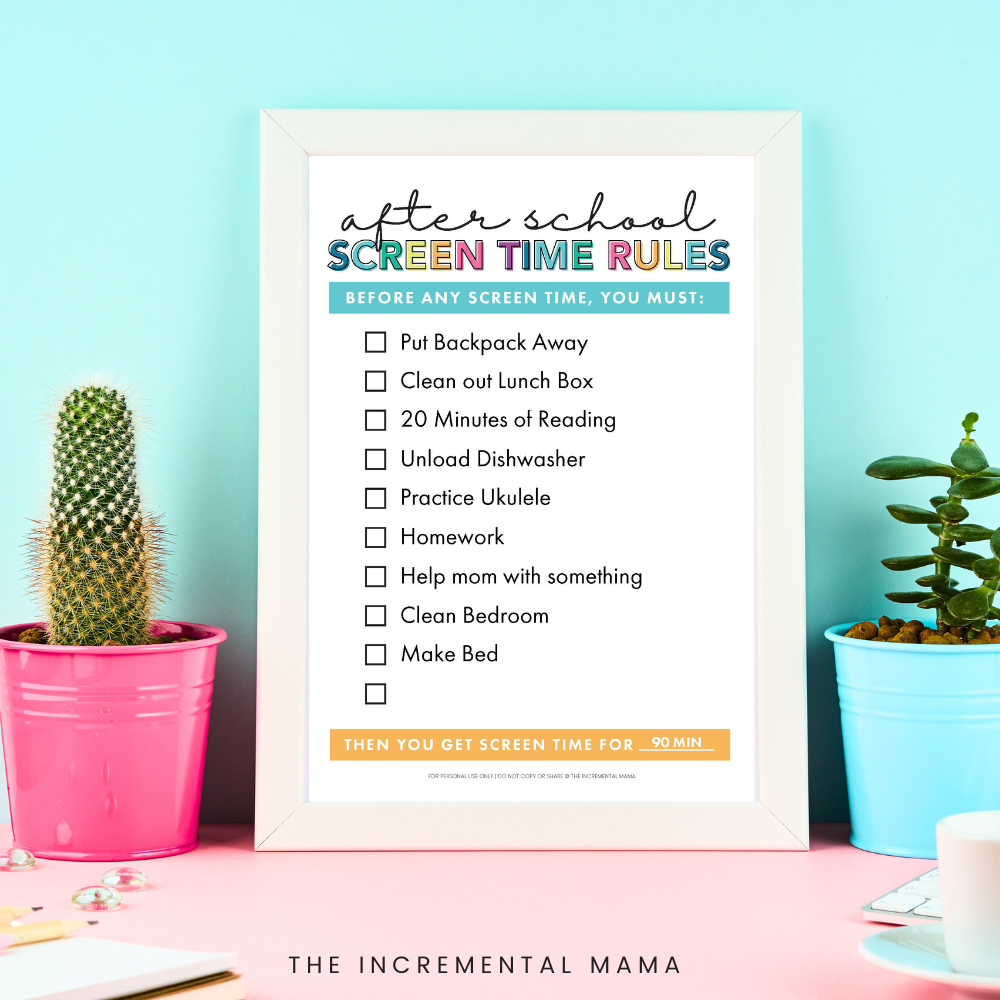 Editable Screen Time Checklists Printables for Kids - Summer & After S ...