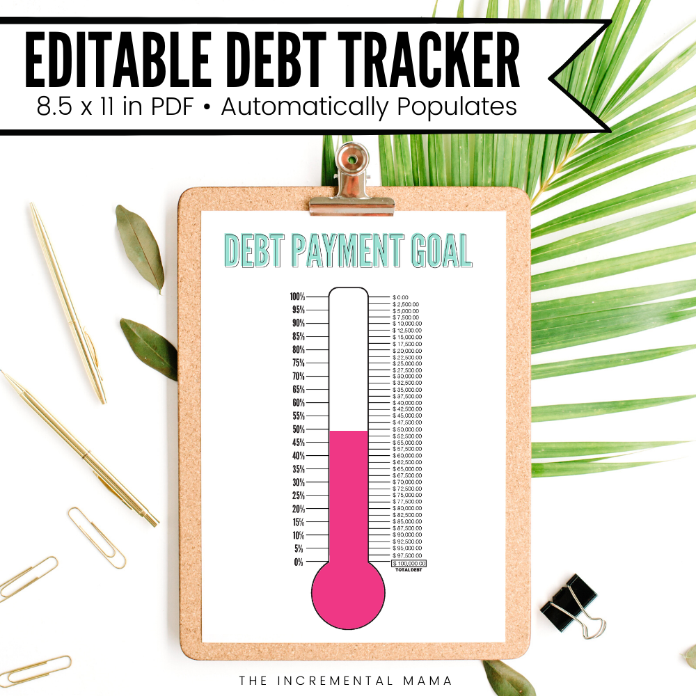 Editable Debt Thermometer Printable - Instant Download