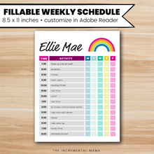 Load image into Gallery viewer, Rainbow Kid&#39;s Daily Schedule - Fillable Instant Download
