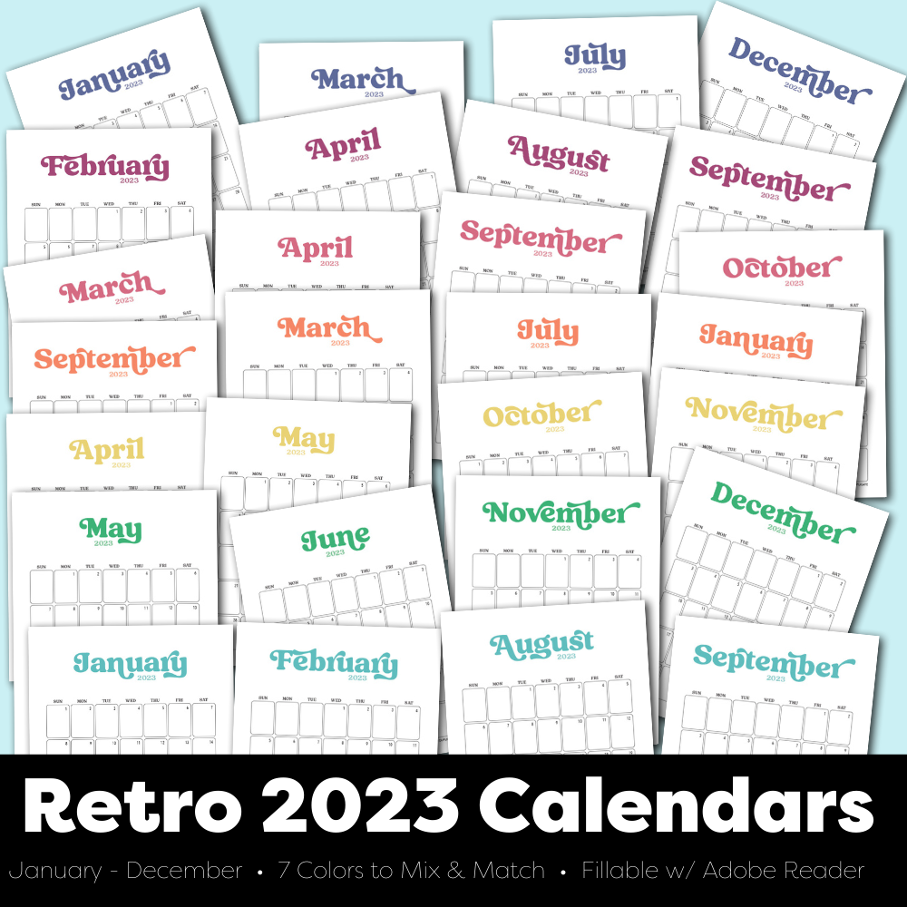 2023 Printable Monthly Calendar Bundle - Instant Download – The ...