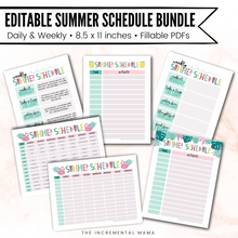 Load image into Gallery viewer, Daily &amp; Weekly Summer Schedule Bundle (Editable PDFs) - Instant Download
