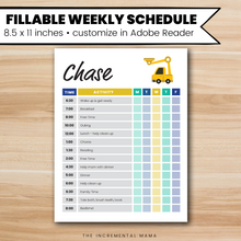 Load image into Gallery viewer, Tractor Kid&#39;s Daily Schedule - Fillable Instant Download
