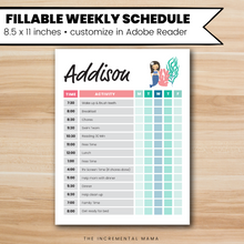 Load image into Gallery viewer, Mermaid Kid&#39;s Daily Schedule - Fillable Instant Download

