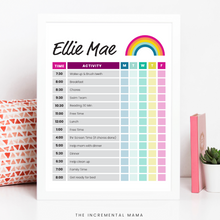 Load image into Gallery viewer, Rainbow Kid&#39;s Daily Schedule - Fillable Instant Download
