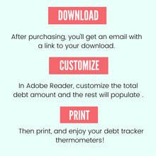Load image into Gallery viewer, Editable Debt Thermometer Printable - Instant Download

