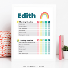 Load image into Gallery viewer, Kid&#39;s Morning/Evening Routine Chart Bundle - Fillable Instant Download
