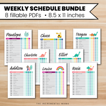 Load image into Gallery viewer, Kid&#39;s Daily Schedule Bundle - Fillable Instant Download
